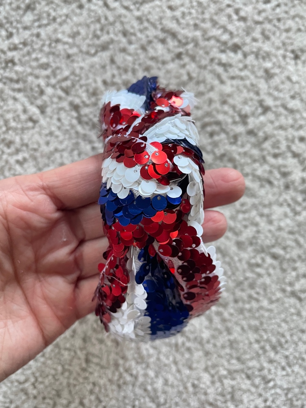 Sequin Knotted Headband in Red White & Blue - Patriotic USA Fourth of July - Picture 5 of 11